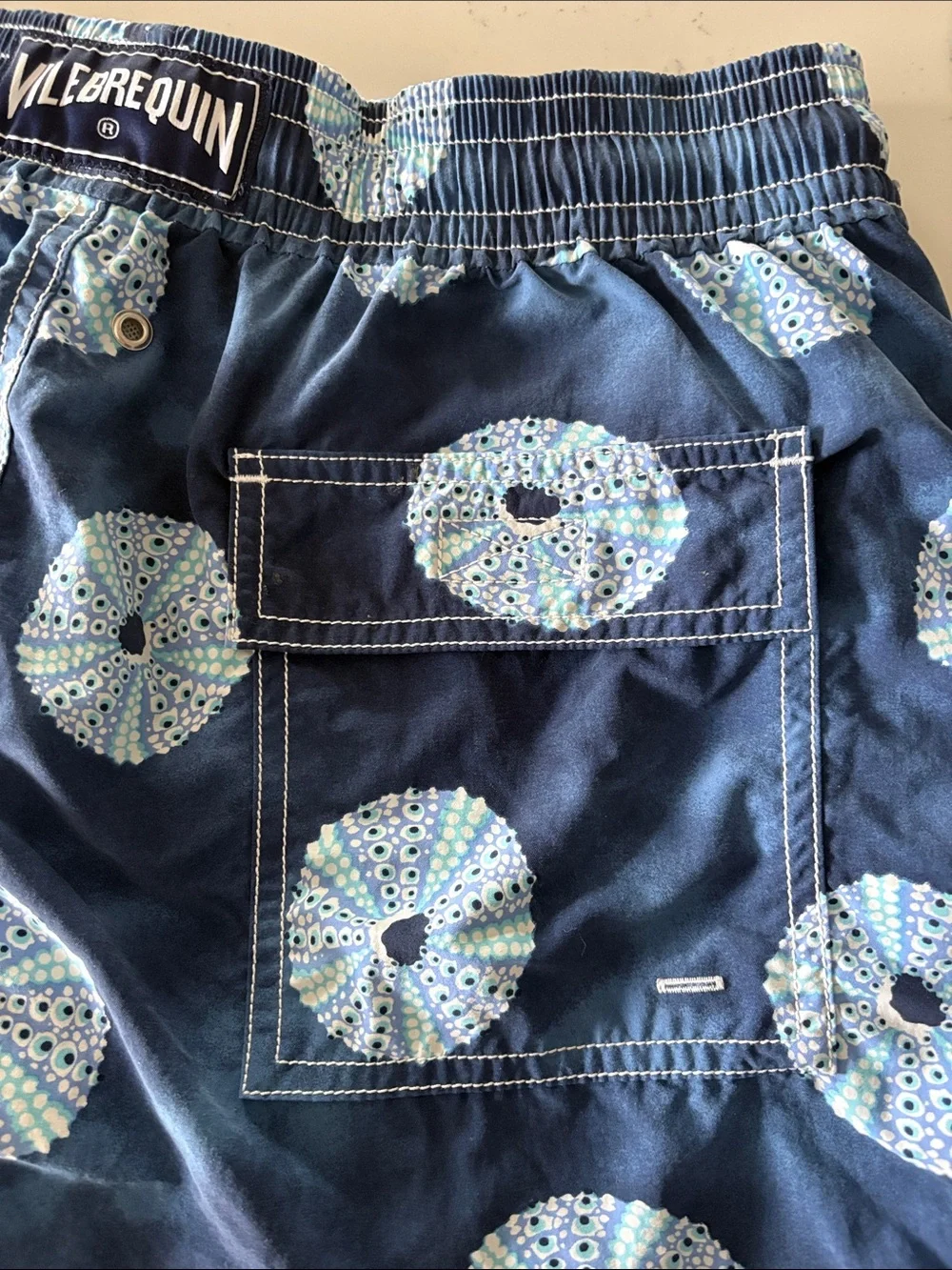Authentic Vilebrequin Moorea Swim Trunks Blue Sea Urchin Oursinade Men’s Large